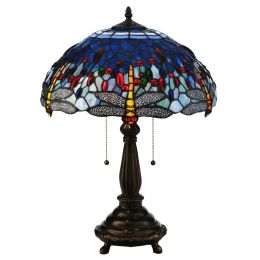 Meyda 22"H Tiffany Hanginghead Dragonfly Table Lamp