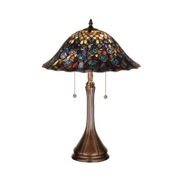 Meyda 22"H Tiffany Peacock Feather Table Lamp