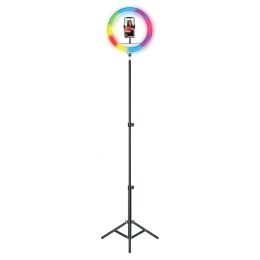 Supersonic SC-2430RGB PRO Live Stream LED Selfie RGB Ring Light with Floor Stand (14-Inch, 256 LEDs)