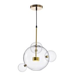 Salome Pendant Lamp - 1 Big & 3 Small Clear Glass Shades